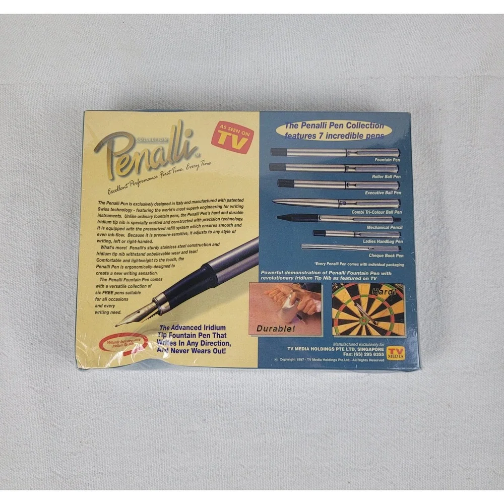 Penalli Pen Collection 7 Piece Set Stainless Steel with 65-Piece Refill Pack NEW